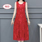 Round Neck Sleeveless Embossed Midi Dress