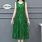 Round Neck Sleeveless Embossed Midi Dress