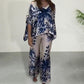 Casual Botanical Print 2-delat set för kvinnor