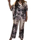 Casual Botanical Print 2-delat set för kvinnor