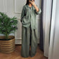 🌺HET REA 50% RABATT🌺 Hem Drawstring Topp och Vida Byxor 2-delars Set