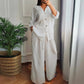 🌺HET REA 50% RABATT🌺 Hem Drawstring Topp och Vida Byxor 2-delars Set