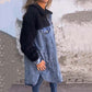 ✨Få 50% rabatt💖Kvinnors lång skjortjacka i denim med sherpa-foder