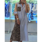 🥰 begränsat erbjudandepris 🥰 Damers lösa leopard- och randmönstrade patchwork skjortklänning