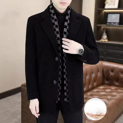 ✨Få 49% rabatt💖Mellanlång ullkappa för män, tjock dun, elegant design 🧥❄️