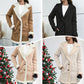 ❄️Winter-Specials❄️Women's Mid-lång kappa med knäppning och uppfälld krage och sherpafoder