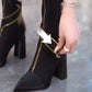 ✨Få 50% rabatt💖Spetsig Tå Chunky Heel Fleecefodrade Mode Stövlar Över Knäna