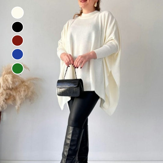 ✨Vintererbjudande💖Kvinnors mock neck batwing ärmar slit toppar