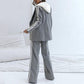 ✨Vintererbjudande💖Dam Casual Grå Blazer Top & Vida Byxor 2-delat Set