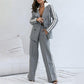 ✨Vintererbjudande💖Dam Casual Grå Blazer Top & Vida Byxor 2-delat Set