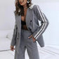 ✨Vintererbjudande💖Dam Casual Grå Blazer Top & Vida Byxor 2-delat Set