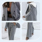 ✨Vintererbjudande💖Dam Casual Grå Blazer Top & Vida Byxor 2-delat Set