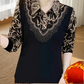 ✨Vintererbjudande💖Elegant Varm Förtjockad Blus med Blomkrage