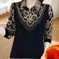 ✨Vintererbjudande💖Elegant Varm Förtjockad Blus med Blomkrage