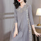 💃 MIDI-hylsa veckad V-Neck Loose Dress （65% rabatt）