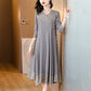 💃 MIDI-hylsa veckad V-Neck Loose Dress （65% rabatt）